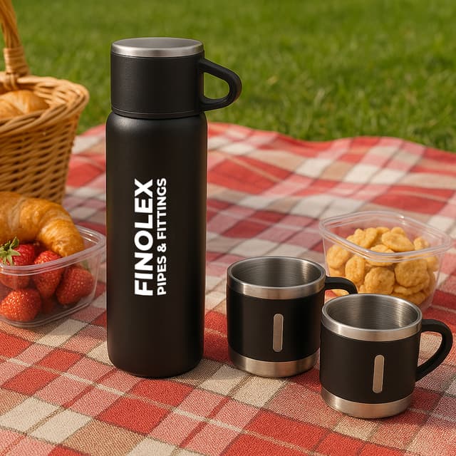Steel Flask + 2 Cups